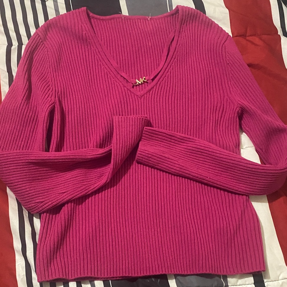 Michael Kors Fuchsia V-Neck Sweater